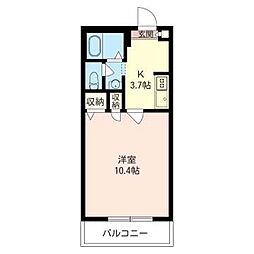 サンハイム 1Kの間取図画像