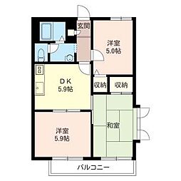 レザヴァールB 3DKの間取図画像