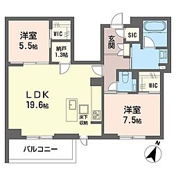 ルクセント 2LDKの間取図画像
