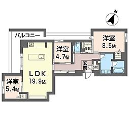ルクセント 3LDKの間取図画像