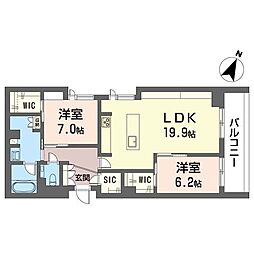 ルクセント 2LDKの間取図画像