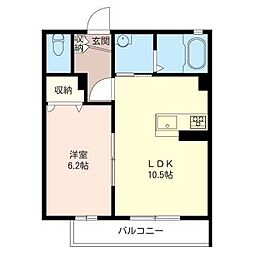 グリシーヌ 1LDKの間取図画像