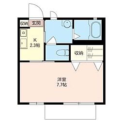 ユーチャリスB 1Kの間取図画像