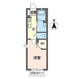 サニーテラスいずみ野C 1Kの間取図画像