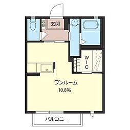 プレジールA ワンルームの間取図画像
