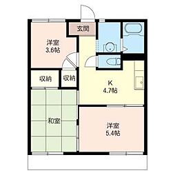 ジュネス伊勢山2 3Kの間取図画像