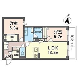 ルミナス・エイル 2LDKの間取図画像