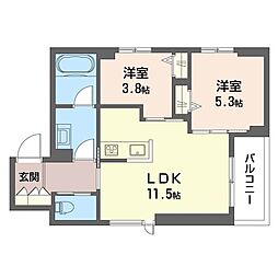 ジョイアークス湘南藤沢 2LDKの間取図画像