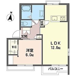 ジュネス新井 1LDKの間取図画像