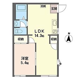 シャトル富永B 1LDKの間取図画像