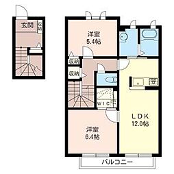 サラスガーナB 2LDKの間取図画像