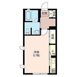 サフィール 1Kの間取図画像