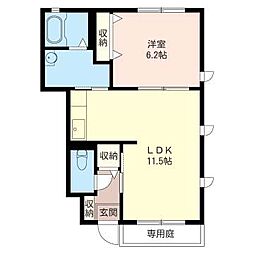 グロワールつきのわ 1LDKの間取図画像
