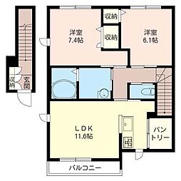 グリーンステージ1 2LDKの間取図画像