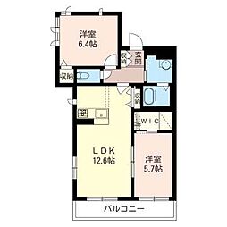 フローラ・ベルテ 2LDKの間取図画像