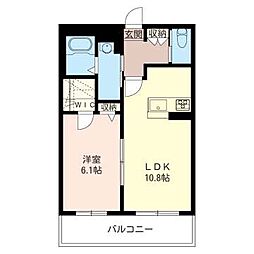フォレーヌ壱番館 1LDKの間取図画像