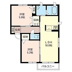 サンモールB 2LDKの間取図画像
