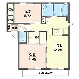 ファミールB 2LDKの間取図画像