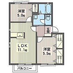 グランドソレーユ二番館 2LDKの間取図画像
