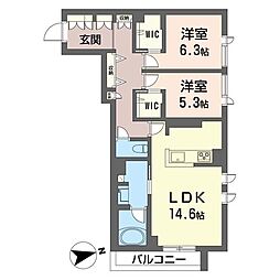 ソフィーガーデン 2LDKの間取図画像