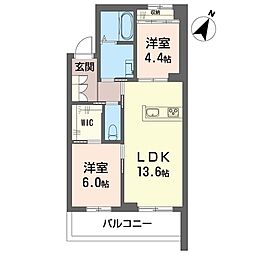 リリーフィア 2LDKの間取図画像