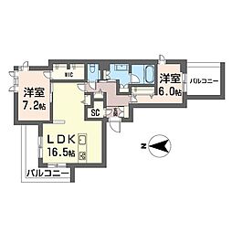WithPlus浦和美園WestA棟 2LDKの間取図画像
