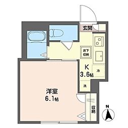 シャーメゾン・エム 1Kの間取図画像