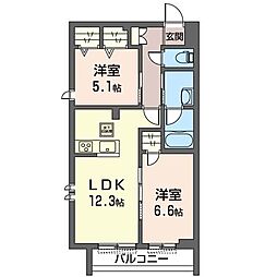 プレミアム新中野 2LDKの間取図画像