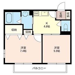 メゾン静琶 2Kの間取図画像