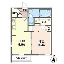 リルバレーA 1LDKの間取図画像