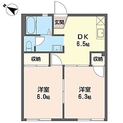 パークカーサ 2Kの間取図画像