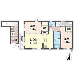 ボルベール1 2LDKの間取図画像