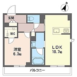 藤沢市亀井野2丁目マンション 1LDKの間取図画像