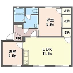 ノース・リーフ壱番館 2LDKの間取図画像