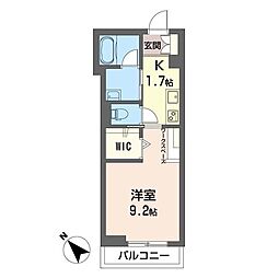 ホワイトシャトー 1Kの間取図画像