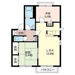 グレイス・ヴィラG 2LDKの間取図画像