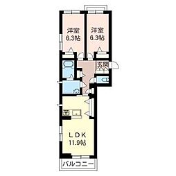アントワーヌ 2LDKの間取図画像