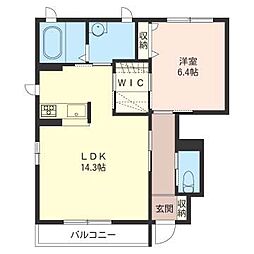 メルベーユ 1LDKの間取図画像