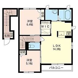 メルベーユ 2LDKの間取図画像
