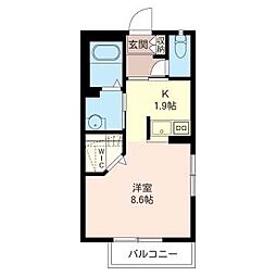 キャロット・ハウス2 1Kの間取図画像