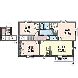 エクランジェ 3LDKの間取図画像