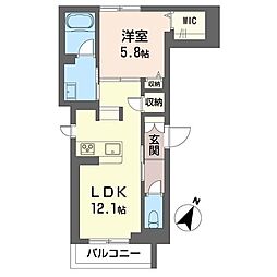 エスコート 1LDKの間取図画像