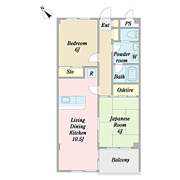 メゾンルミエール 2LDKの間取図画像