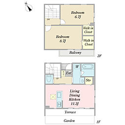 パルティール 2LDKの間取図画像
