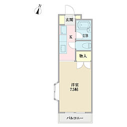 オードシエル 1Kの間取図画像