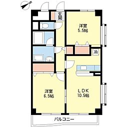 ラルジュ 2LDKの間取図画像