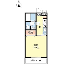 タリアセン汐見 1Kの間取図画像