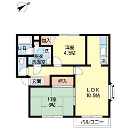 フォンティーヌ 2LDKの間取図画像