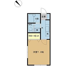 MKハイムB 1Kの間取図画像