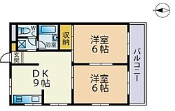 グレースタカハシ 2DKの間取図画像